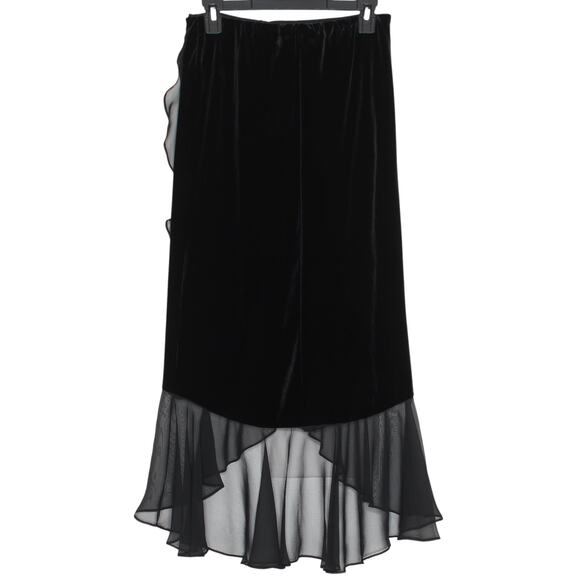 Vintage Skirt Velvet Chiffon Whimsigoth Vampire Witchy Asymmetrical Dark Black 6 - Picture 5 of 6
